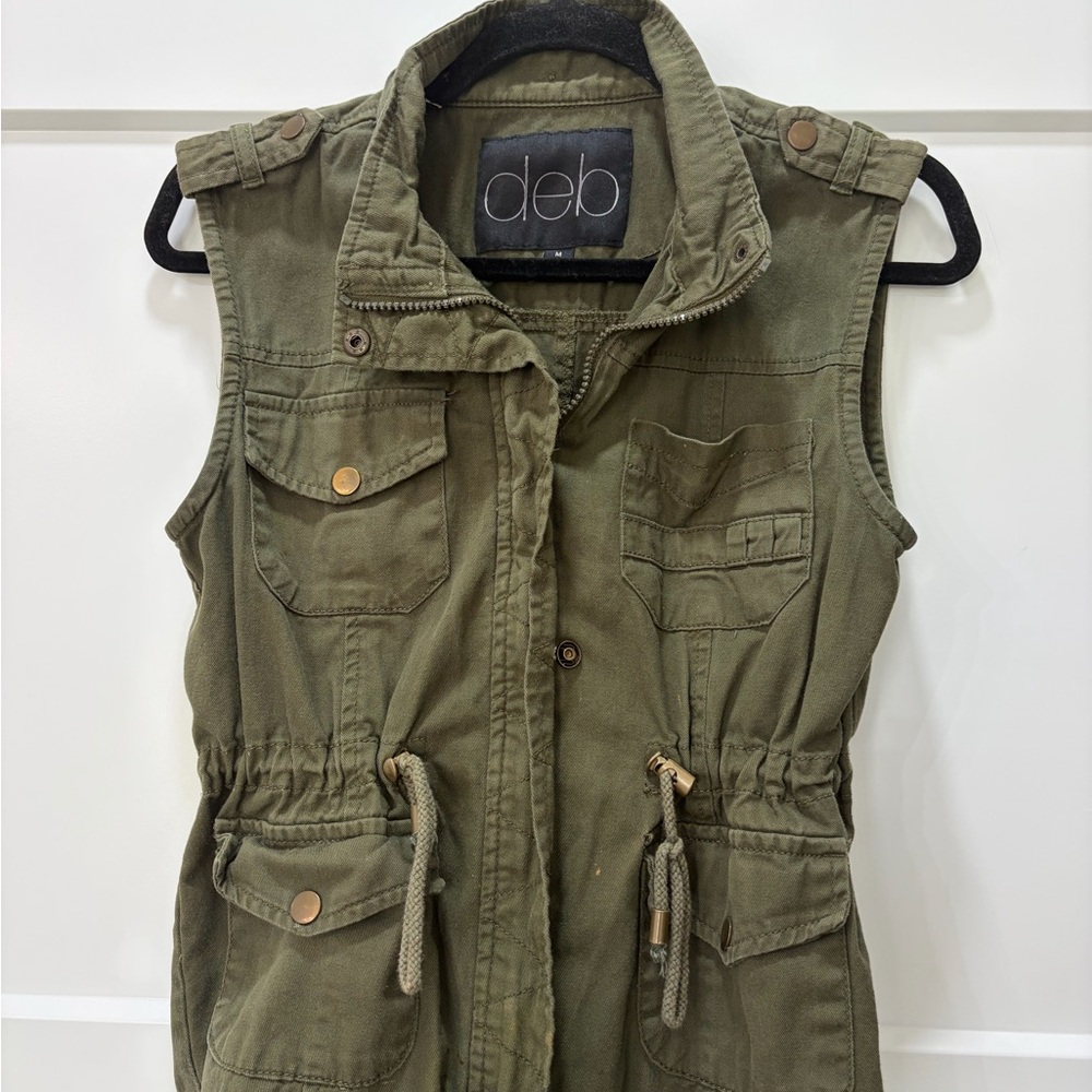 Deb Olive Green Utility Vest. Vintage Army Inspired Size Medium